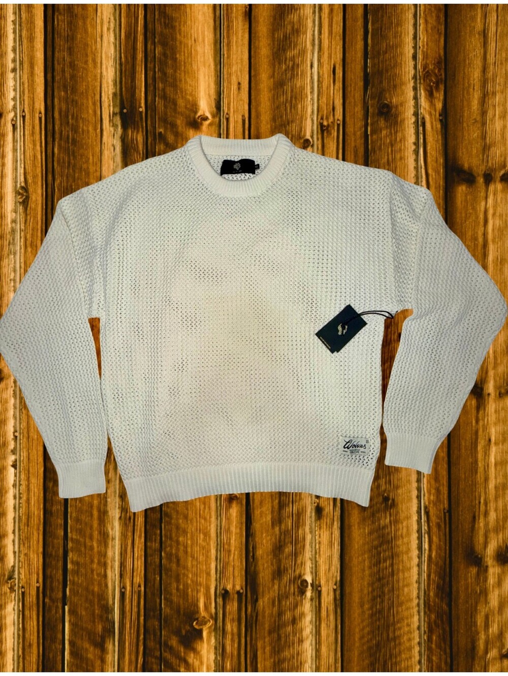 Darc Sport Tale of Two Wolves Knit Crew in Cream XL